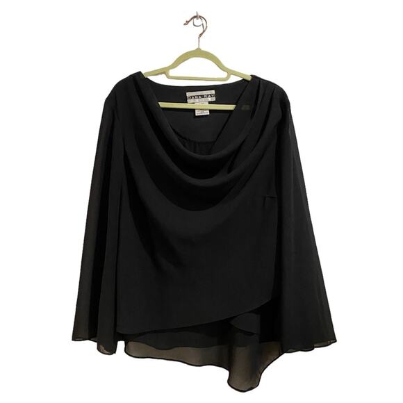 Dana Kay Black Cowl Neck Flowy Evening Blouse Sz 18W - Picture 2 of 11